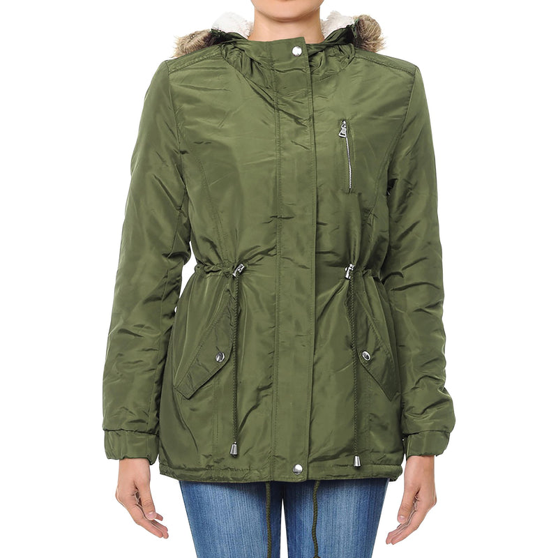 WOMEN`S HOODIE DRAWSTRING PARKA